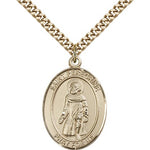 St. Peregrine Laziosi Medal, Gold Filled, Large - 24&quot; 2.4mm Gold Plated Chain + Clasp
