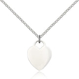 Heart Medal, Sterling Silver - 18&quot; 1.2mm Sterling Silver Chain + Clasp
