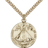 Senora De Los Lagos Medal, Gold Filled - 24&quot; 2.4mm Gold Plated Endless Chain