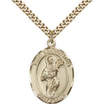 St. Scholastica Medal, Gold Filled, Large - 24&quot; 2.4mm Gold Plated Chain + Clasp