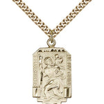 St. Christopher Medal, Gold Filled - 24&quot; 2.4mm Gold Plated Endless Chain