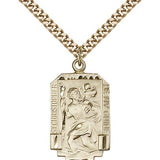 St. Christopher Medal, Gold Filled - 24&quot; 2.4mm Gold Plated Endless Chain