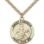St. Theresa Medal, Gold Filled - 24&quot; 2.4mm Gold Plated Endless Chain