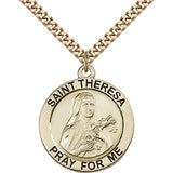 St. Theresa Medal, Gold Filled - 24&quot; 2.4mm Gold Plated Endless Chain