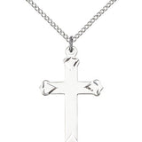 Cross Pendant, Sterling Silver - 18&quot; 1.2mm Sterling Silver Chain + Clasp