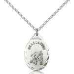 Graduate Medal, Sterling Silver - 18&quot; 1.2mm Sterling Silver Chain + Clasp