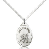 Graduate Medal, Sterling Silver - 18&quot; 1.2mm Sterling Silver Chain + Clasp