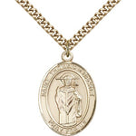 St. Thomas A Becket Medal, Gold Filled, Large - 24&quot; 2.4mm Gold Plated Chain + Clasp