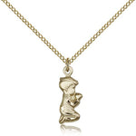 Praying Boy Medal, Gold Filled - Gold-tone