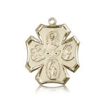 4 Way Cross Pendant, 14 Karat Gold - 14 KT Yellow Gold
