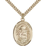 St. Christina the Astonishing Medal, Gold Filled, Large - 24&quot; 2.4mm Gold Plated Chain + Clasp