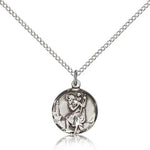 St. Christopher Medal, Sterling Silver - 18&quot; 1.2mm Sterling Silver Chain + Clasp