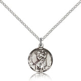 St. Christopher Medal, Sterling Silver - 18&quot; 1.2mm Sterling Silver Chain + Clasp