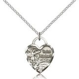 St. Michael the Archangel Medal, Sterling Silver - 18&quot; 1.2mm Sterling Silver Chain + Clasp