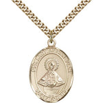 Our Lady of San Juan Medal, Gold Filled, Large - 24&quot; 2.4mm Gold Plated Chain + Clasp