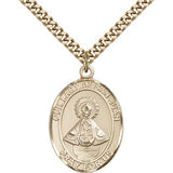Our Lady of San Juan Medal, Gold Filled, Large - 24&quot; 2.4mm Gold Plated Chain + Clasp