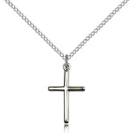 Cross Pendant, Sterling Silver - 18&quot; 1.2mm Sterling Silver Chain + Clasp