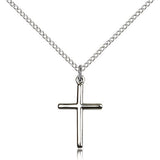 Cross Pendant, Sterling Silver - 18&quot; 1.2mm Sterling Silver Chain + Clasp