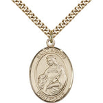 St. Agnes of Rome Medal, Gold Filled, Large - 24&quot; 2.4mm Gold Plated Chain + Clasp