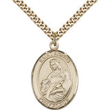 St. Agnes of Rome Medal, Gold Filled, Large - 24&quot; 2.4mm Gold Plated Chain + Clasp