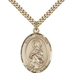 St. Matilda Medal, Gold Filled, Large - 24&quot; 2.4mm Gold Plated Chain + Clasp