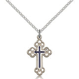 Russian Cross Pendant, Sterling Silver - 18&quot; 1.2mm Sterling Silver Chain + Clasp