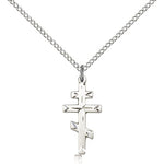 Cross Pendant, Sterling Silver - 18&quot; 1.2mm Sterling Silver Chain + Clasp