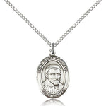 St. Vincent De Paul Medal, Sterling Silver, Medium - 18&quot; 1.2mm Sterling Silver Chain + Clasp