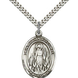 St. Juliana Medal, Sterling Silver, Large - 24&quot; 2.4mm Rhodium Plate Chain + Clasp