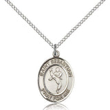St. Sebastian Martial Arts Medal, Sterling Silver, Medium - 18&quot; 1.2mm Sterling Silver Chain + Clasp