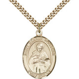 St. Gabriel Possenti Medal, Gold Filled, Large - 24&quot; 2.4mm Gold Plated Chain + Clasp