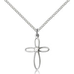 Loop Cross Pendant, Sterling Silver - 18&quot; 1.2mm Sterling Silver Chain + Clasp