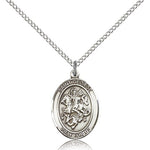St. George Medal, Sterling Silver, Medium - 18&quot; 1.2mm Sterling Silver Chain + Clasp