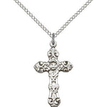 Cross Pendant, Sterling Silver - 18&quot; 1.2mm Sterling Silver Chain + Clasp