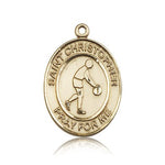 St. Christopher Basketball Medal, 14 Karat Gold, Large - 14 KT Yellow Gold