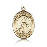 St. Christopher Basketball Medal, 14 Karat Gold, Large - 14 KT Yellow Gold