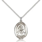 St. Louise De Marillac Medal, Sterling Silver, Medium - 18&quot; 1.2mm Sterling Silver Chain + Clasp
