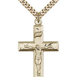 Crucifix Pendant, Gold Filled - 24&quot; 2.4mm Gold Plated Endless Chain