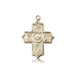 5 Way Cross Pendant, 14 Karat Gold - 14 KT Yellow Gold