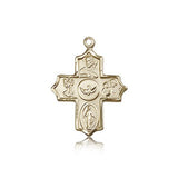 5 Way Cross Pendant, 14 Karat Gold - 14 KT Yellow Gold