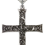 Cross Pendant, Sterling Silver - 24&quot; 2.4mm Rhodium Plate Endless Chain