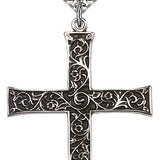 Cross Pendant, Sterling Silver - 24&quot; 2.4mm Rhodium Plate Endless Chain