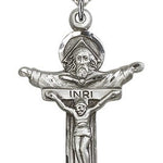 Trinity Crucifix Pendant, Sterling Silver - 24&quot; 2.4mm Rhodium Plate Endless Chain