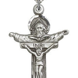 Trinity Crucifix Pendant, Sterling Silver - 24&quot; 2.4mm Rhodium Plate Endless Chain