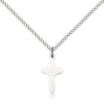 Cross Pendant, Sterling Silver - 18&quot; 1.2mm Sterling Silver Chain + Clasp