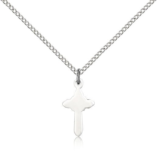 Cross Pendant, Sterling Silver - 18&quot; 1.2mm Sterling Silver Chain + Clasp