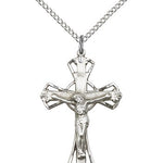 Crucifix Pendant, Sterling Silver - 18&quot; 1.2mm Sterling Silver Chain + Clasp