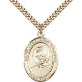 St. Josemaria Escriva Medal, Gold Filled, Large - 24&quot; 2.4mm Gold Plated Chain + Clasp