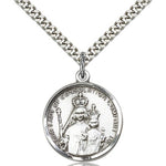 Our Lady of Consolation Medal, Sterling Silver - 24&quot; 2.4mm Rhodium Plate Endless Chain