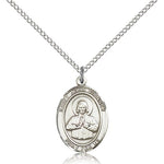 St. John Vianney Medal, Sterling Silver, Medium - 18&quot; 1.2mm Sterling Silver Chain + Clasp
